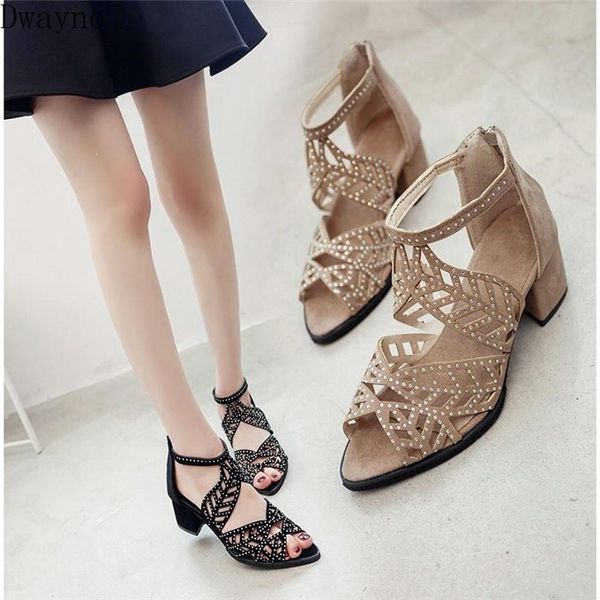 2020 new suede rhinestone hollowed back zipper high heel sandals women, Black
2020 new suede rhinestone hollowed back zipper high heel sandals women, Black