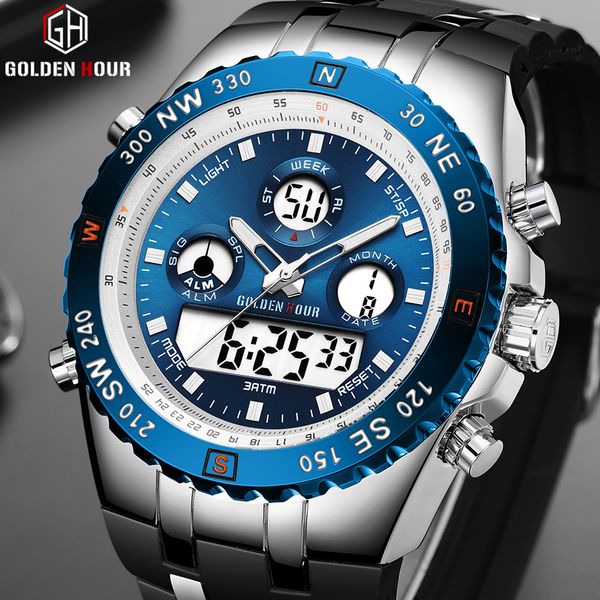 relogio masculino analogue digital mens watches week date chronograph quartz wristwatch fashion sport clock, Slivery;brown
relogio masculino analogue digital mens watches week date chronograph quartz wristwatch fashion sport clock, Slivery;brown
