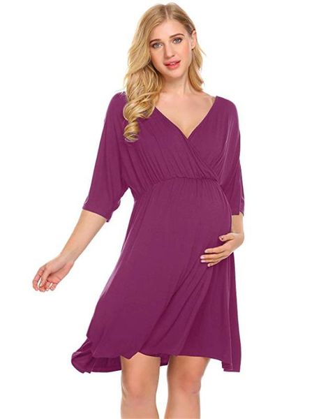 2020 maternity summer clothes for pregnant women maternity pregnant dress short sleeve dress, White