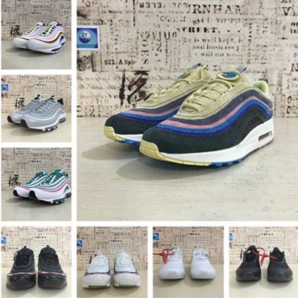 

97 men casual shoes balck metallic gold south beach prm yellow triple white 97s off designer women sneakers us 5.5-11, Black