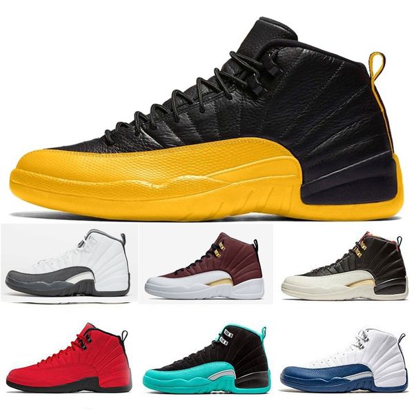 Designer Jumpman 12 12s Mens basketball shoes reverse taxi black metallic gold Game Royal white dark grey Fiba CNY Wool Sports Sneakers
Designer Jumpman 12 12s Mens basketball shoes reverse taxi black metallic gold Game Royal white dark grey Fiba CNY Wool Sports Sneakers