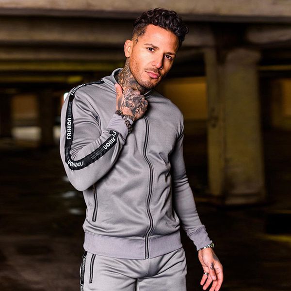 tracksuit men set polyester slim fit sweat suits mens jogger sets coats and pants for men kg-551, Gray
tracksuit men set polyester slim fit sweat suits mens jogger sets coats and pants for men kg-551, Gray
