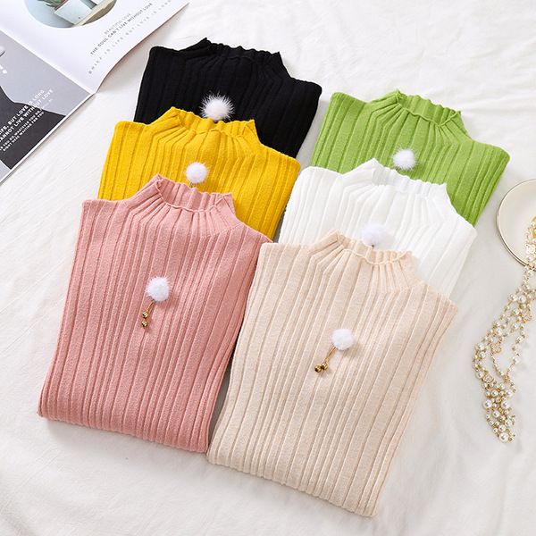 2019 women autumn knitted sweater solid knitted female cotton soft elastic color sweet pullovers pearl full sleeve turtleneck, White;black
2019 women autumn knitted sweater solid knitted female cotton soft elastic color sweet pullovers pearl full sleeve turtleneck, White;black