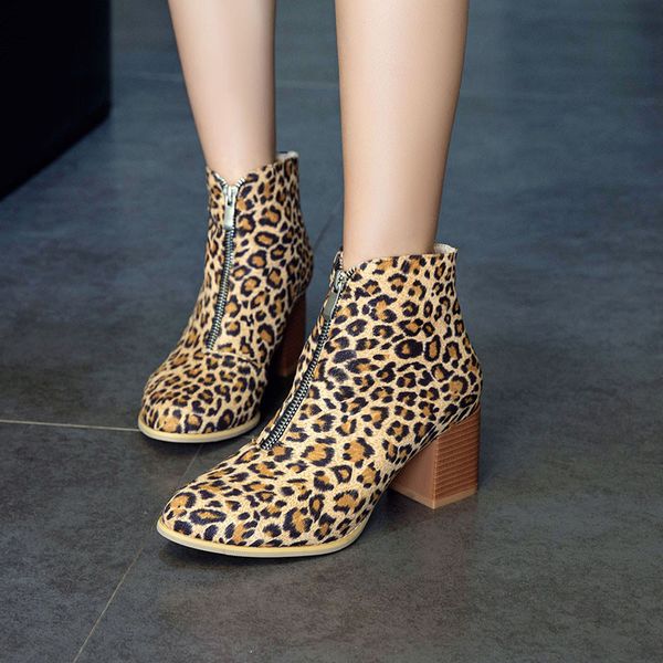 super large size square block high heels ankle boots for women footwear flock leopard yellow bootie zipper ladies shoes, Black
super large size square block high heels ankle boots for women footwear flock leopard yellow bootie zipper ladies shoes, Black