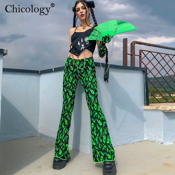 chicology green fire print flare pants high waist bell bottom 2020 summer women streetwear clothing female punk trousers, Black;white
chicology green fire print flare pants high waist bell bottom 2020 summer women streetwear clothing female punk trousers, Black;white