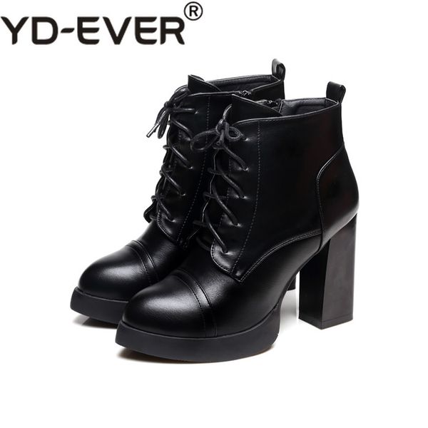 yd-ever autumn winter lace-up women short boots leather square high heel round toe platform ankle boots shoes female, Black
yd-ever autumn winter lace-up women short boots leather square high heel round toe platform ankle boots shoes female, Black