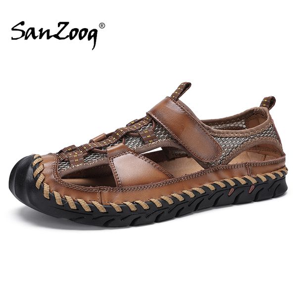 genuine leather mens sandals outdoor summer casual breathable slip on trekking retro style handmade sandalias hombre cuero, Black
genuine leather mens sandals outdoor summer casual breathable slip on trekking retro style handmade sandalias hombre cuero, Black