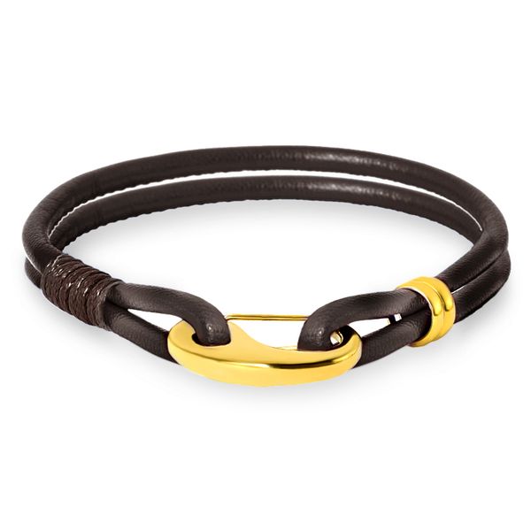 men black leather bracelet & bangles male gold clasp rope bracelets 361l stainless steel punk street jewelry 4 color
men black leather bracelet & bangles male gold clasp rope bracelets 361l stainless steel punk street jewelry 4 color