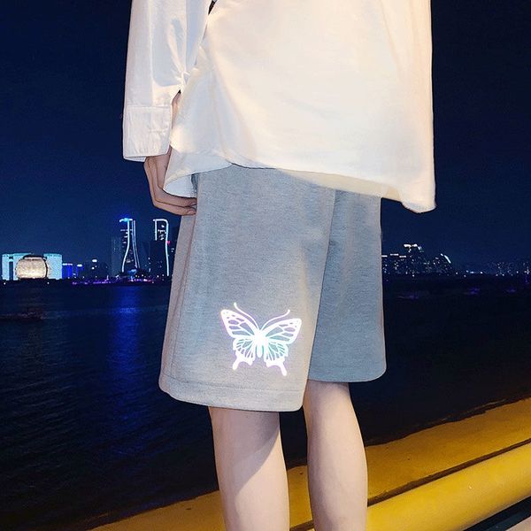 men's shorts sports men summer 2021 hong kong style thin section loose straight casual butterfly reflective five-point female ins, White;black
men's shorts sports men summer 2021 hong kong style thin section loose straight casual butterfly reflective five-point female ins, White;black