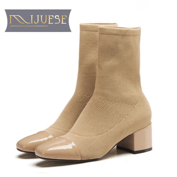 mljuese 2019 women mid calf boots knitting stretch fabric pointed toe slip on autumn spring women boots socks, Black
mljuese 2019 women mid calf boots knitting stretch fabric pointed toe slip on autumn spring women boots socks, Black
