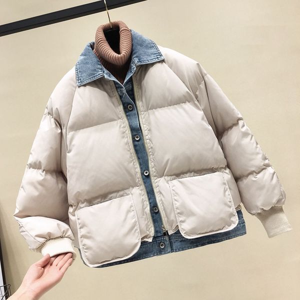 harajuku style cotton padded women winter jacket denim stitching coat parkas mujer 2019 casual warm jacket women outerwear c5923, Black
harajuku style cotton padded women winter jacket denim stitching coat parkas mujer 2019 casual warm jacket women outerwear c5923, Black