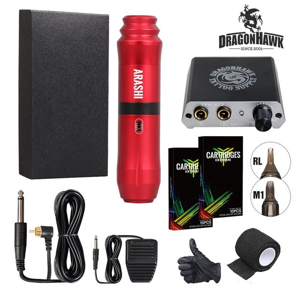 Дракондор ARASHI Rotary Tattoo Kit Гибридный татуировки Pen машина Mini Power Supply Одноразовые иглы татуировки питания
Дракондор ARASHI Rotary Tattoo Kit Гибридный татуировки Pen машина Mini Power Supply Одноразовые иглы татуировки питания