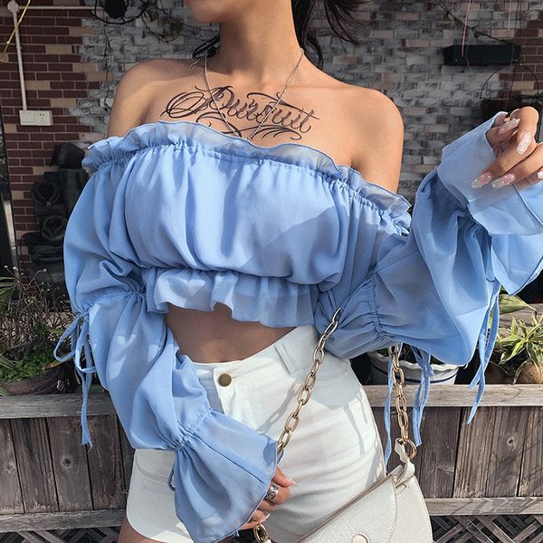 2020 ruffles drawstring model shirt long-sleeved horizontal neck wooden ear slim navel all-match t-shirt women spring, White
2020 ruffles drawstring model shirt long-sleeved horizontal neck wooden ear slim navel all-match t-shirt women spring, White