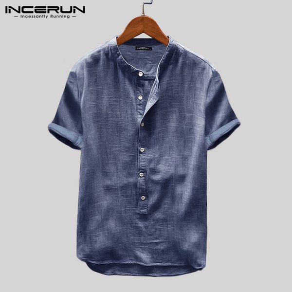 incerun 2020 men solid color summer short sleeve button stand collar shirt breathable casual small fresh camisa masculina s-5xl, White;black
incerun 2020 men solid color summer short sleeve button stand collar shirt breathable casual small fresh camisa masculina s-5xl, White;black