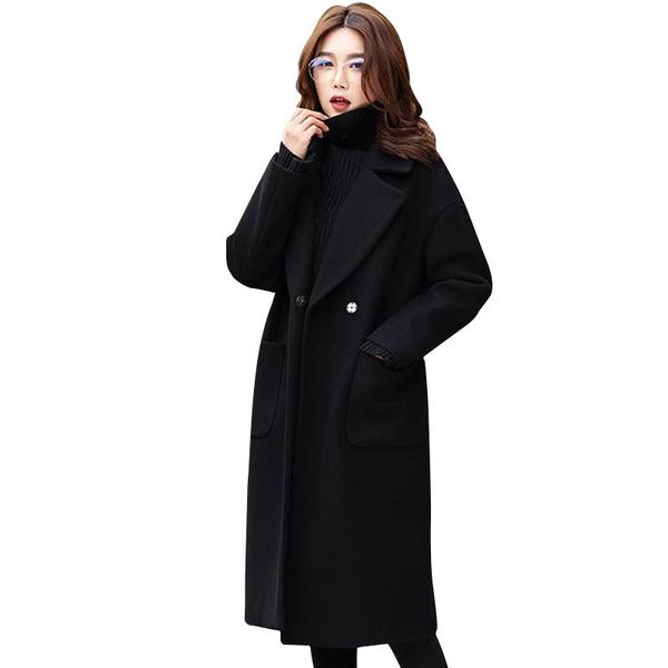 autumn winter black coat women wool blend coat long casual thicken cotton-padded outwear woolen femme casaco feminino
autumn winter black coat women wool blend coat long casual thicken cotton-padded outwear woolen femme casaco feminino