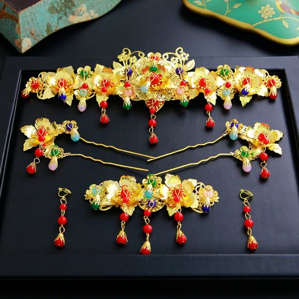 chinese wedding bride headdress costume cheongsam wedding suit coronet hair accessories, Golden;white
chinese wedding bride headdress costume cheongsam wedding suit coronet hair accessories, Golden;white