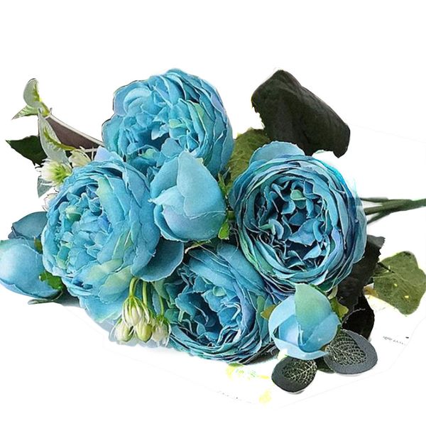 artificial peony flowers with 5 flower heads real touch silk flowers simulation peony for wedding home decoration - blue
artificial peony flowers with 5 flower heads real touch silk flowers simulation peony for wedding home decoration - blue