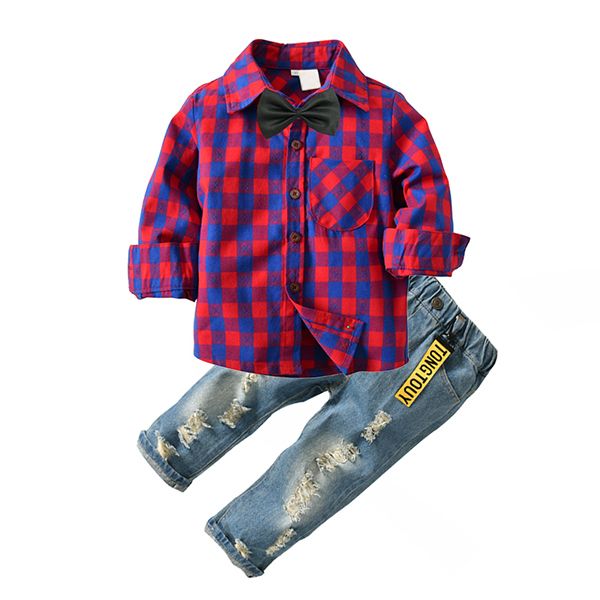 fashion boys clothes set cotton bowtie plaid shirt+long jeans pants 2pcs autumn kids clothes boys suit long sleeve, White
fashion boys clothes set cotton bowtie plaid shirt+long jeans pants 2pcs autumn kids clothes boys suit long sleeve, White
