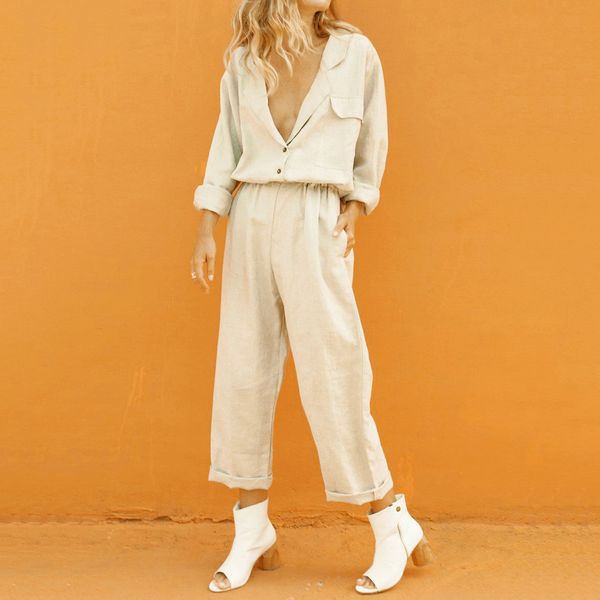 women slim summer cotton lapel button pocket temperament suit female fashion 2019 long sleeves with pants 2 pieces set, White
women slim summer cotton lapel button pocket temperament suit female fashion 2019 long sleeves with pants 2 pieces set, White