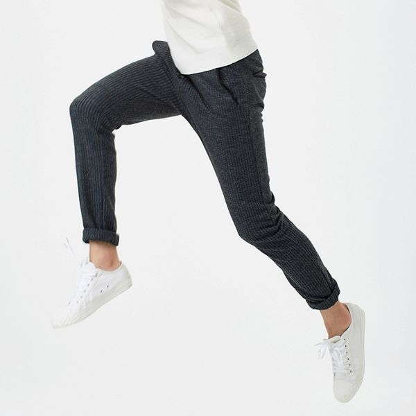 new style winter japanese korean thick wool printed stripes men's casual trousers warm elastic waist with drawstring fashion pan, White;black
new style winter japanese korean thick wool printed stripes men's casual trousers warm elastic waist with drawstring fashion pan, White;black