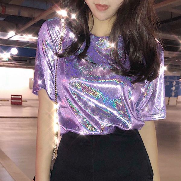 1pc harajuku women t-shirt short sleeve summer retro style stylish bright shiny loose fashion casual club t shirt, White
1pc harajuku women t-shirt short sleeve summer retro style stylish bright shiny loose fashion casual club t shirt, White