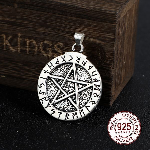 925 sterling silver norse rune pendant and magic pentagram with leather necklace or keel chain as gift
925 sterling silver norse rune pendant and magic pentagram with leather necklace or keel chain as gift