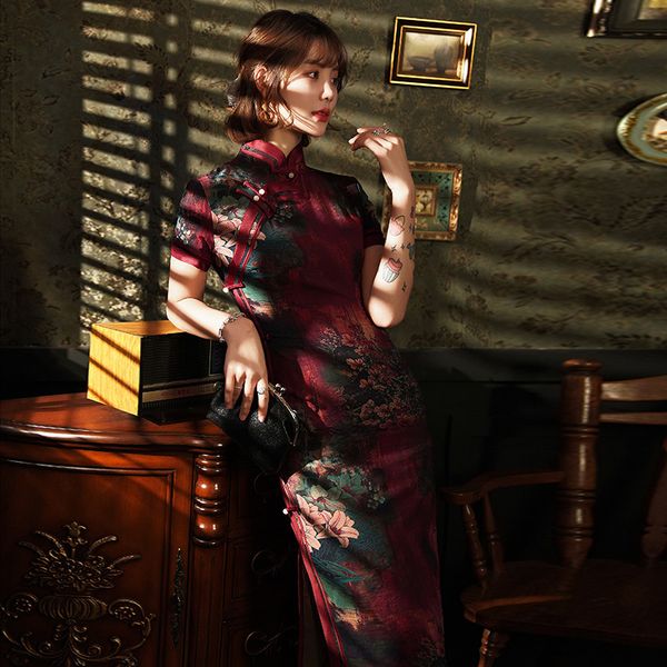 mandarin collar women qipao satin long high split chinese evening dress 2020 new slim cheongsam large size 3xl vestidos, Red
mandarin collar women qipao satin long high split chinese evening dress 2020 new slim cheongsam large size 3xl vestidos, Red
