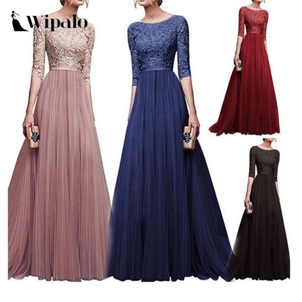 wipalo women plus size 5xl three quarter sleeve lace long evening party dress fit and flare solid maxi dress robe femme vestidos, Black;gray
wipalo women plus size 5xl three quarter sleeve lace long evening party dress fit and flare solid maxi dress robe femme vestidos, Black;gray