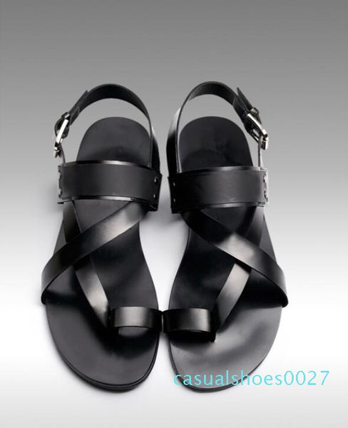 new clip toe fashion leather sandals authentic summer cut out men's leather roman sandals men's buckle strap shoes british men c27, Black
new clip toe fashion leather sandals authentic summer cut out men's leather roman sandals men's buckle strap shoes british men c27, Black