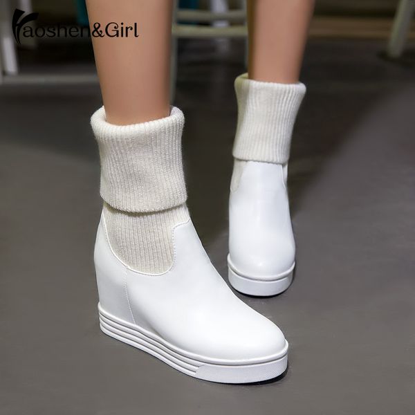 haoshen&girl 2020 pu leather knitting platform autumn winter ankle boots women shoes thick high heel height increasing size34-43, Black
haoshen&girl 2020 pu leather knitting platform autumn winter ankle boots women shoes thick high heel height increasing size34-43, Black