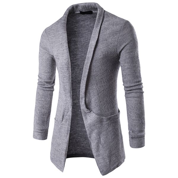 

wsgyj mens plain knitted cardigan men long sleeve casual slim fit sweater jacket coat black grey, White;black