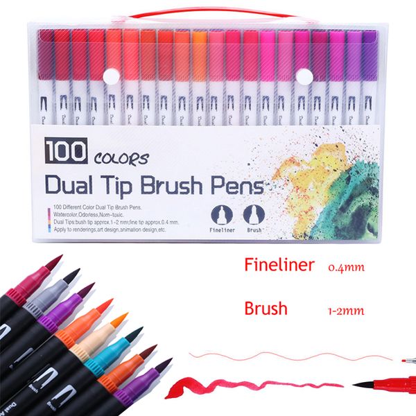100 pcs colors fineliner dual tip brush pen drawing painting watercolor art marker pens for coloring manga calligraphy
100 pcs colors fineliner dual tip brush pen drawing painting watercolor art marker pens for coloring manga calligraphy