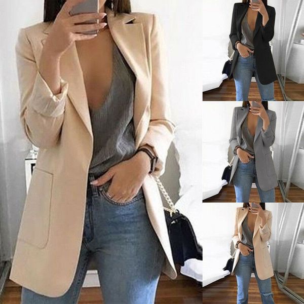 new women casual long sleeve coat suit office ladies slim cardigan blazer jacket outwear, White;black
new women casual long sleeve coat suit office ladies slim cardigan blazer jacket outwear, White;black