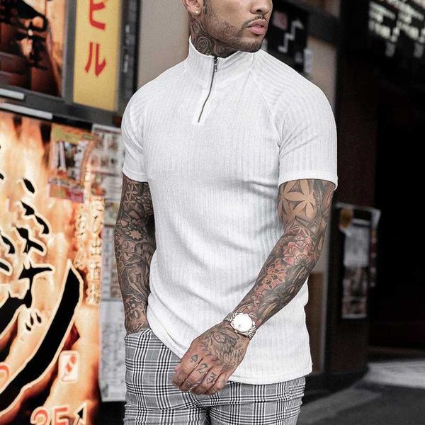 men's casual new t-shirts men slim summer gym scrunch male stand collar t-shirt short sleeve fitness zipper high collar, White;black
men's casual new t-shirts men slim summer gym scrunch male stand collar t-shirt short sleeve fitness zipper high collar, White;black