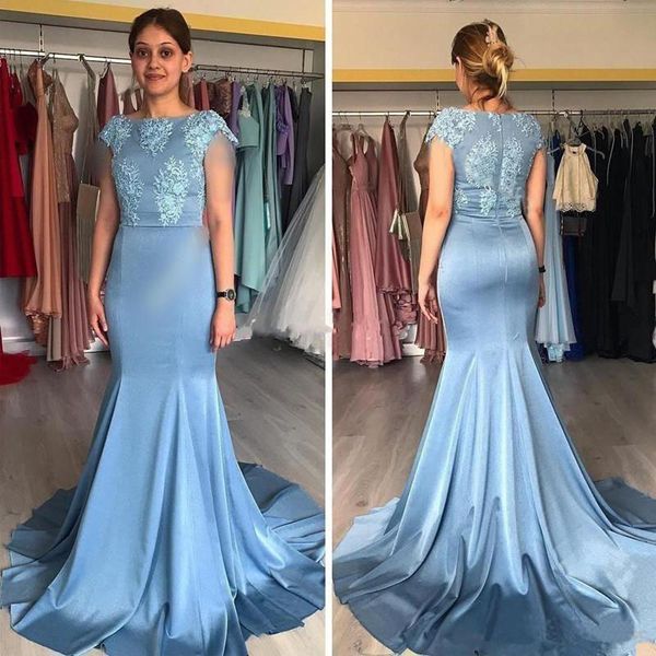 setwell jewel mermaid evening dresses short sleeves lace appliques pleated satin floor length prom party gowns, Black;red
setwell jewel mermaid evening dresses short sleeves lace appliques pleated satin floor length prom party gowns, Black;red
