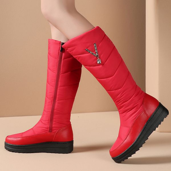 2019 winter women's shoes platform zipper knee-high snow boots short plush navy blue red white crystal big size 40-44, Black
2019 winter women's shoes platform zipper knee-high snow boots short plush navy blue red white crystal big size 40-44, Black