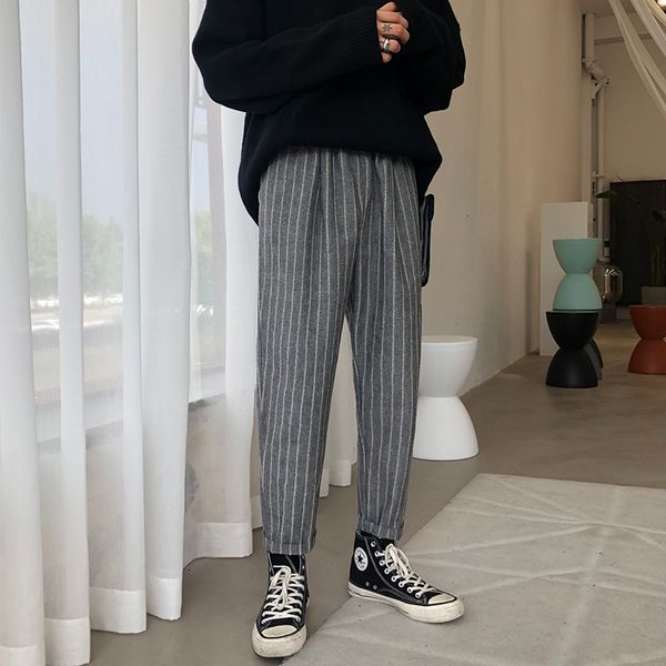 2019 winter new korean version of the tide male loose striped cotton pure color casual student pants streetwear, Black
2019 winter new korean version of the tide male loose striped cotton pure color casual student pants streetwear, Black