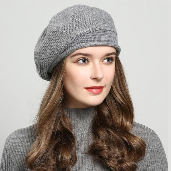 outdoor winter autumn knitted hat women beret warm wool blend stretchable solid artist curling cap classic soft casual french, Blue;gray
outdoor winter autumn knitted hat women beret warm wool blend stretchable solid artist curling cap classic soft casual french, Blue;gray
