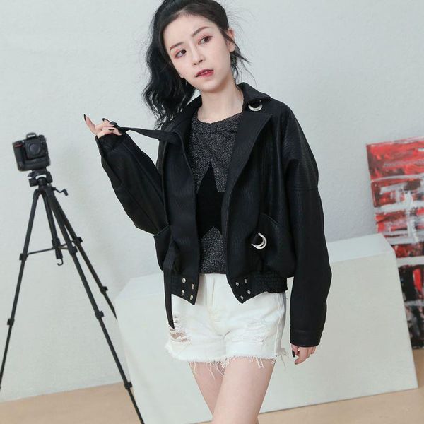 women's leather & faux fashion office lady jacket for women solid loose winter pu jackets turn-down collar womens coats, Black
women's leather & faux fashion office lady jacket for women solid loose winter pu jackets turn-down collar womens coats, Black