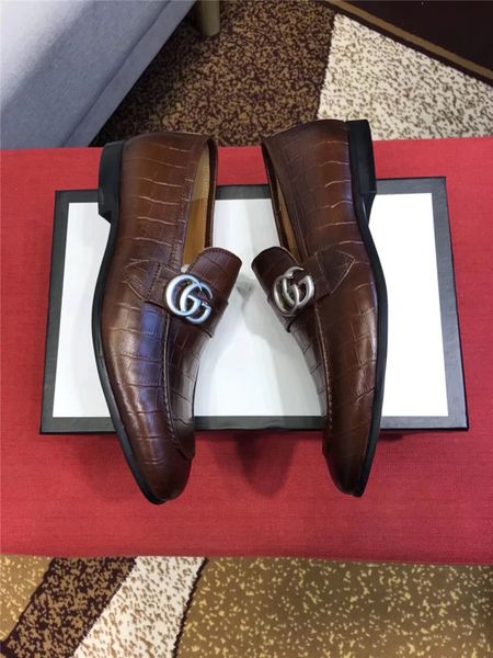 19ss business shoes leather luxury dress shoes men 2019 new slip-on mens office shoes leather, Black
