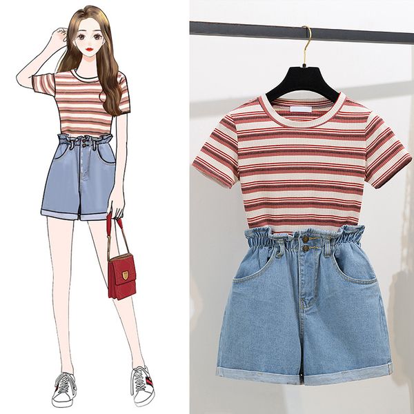 two piece dress korean 2 set woman striped short sleeve t-shirt + pants sets 2021 summer design women's wide leg suit, White
two piece dress korean 2 set woman striped short sleeve t-shirt + pants sets 2021 summer design women's wide leg suit, White