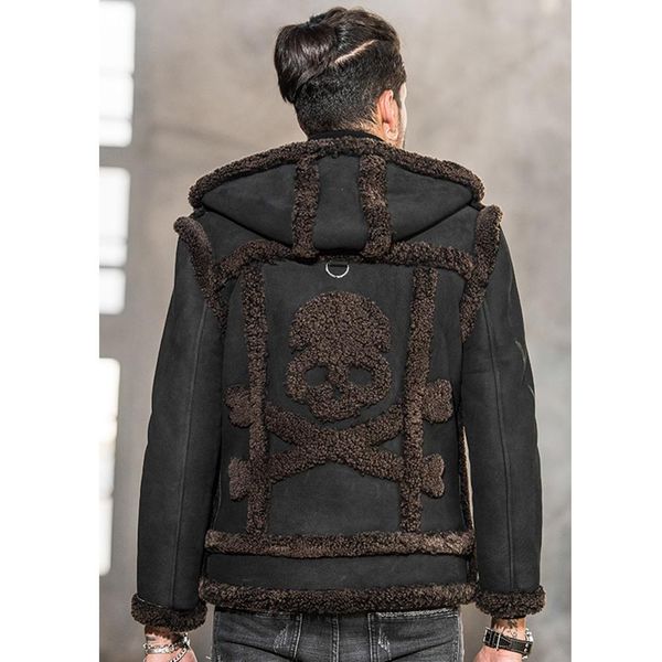 2019 new men's black b3 shearling jacket skull short fur coat hooded leather jacket detachable sleeves mens winter coats
2019 new men's black b3 shearling jacket skull short fur coat hooded leather jacket detachable sleeves mens winter coats