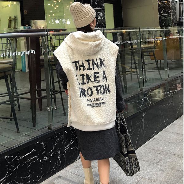 letter printing cashmere vest hooded 2020 winter pullover waistcoat loose sleeveless vest coat woman white qyf1316, Black;white
letter printing cashmere vest hooded 2020 winter pullover waistcoat loose sleeveless vest coat woman white qyf1316, Black;white