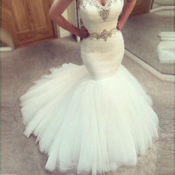 Sexy Long Mermaid Wedding Dresses 2019 Sweetheart Country Tulle Beads Crystal Waist Satin Plus Size Bride Dresses Wedding Tuxedos
Sexy Long Mermaid Wedding Dresses 2019 Sweetheart Country Tulle Beads Crystal Waist Satin Plus Size Bride Dresses Wedding Tuxedos