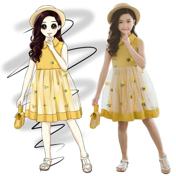 children's skirt 2020 fashion new summer girl's dress medium and large children's westernized pineapple dress mesh skirt 235, Red;yellow 
children's skirt 2020 fashion new summer girl's dress medium and large children's westernized pineapple dress mesh skirt 235, Red;yellow