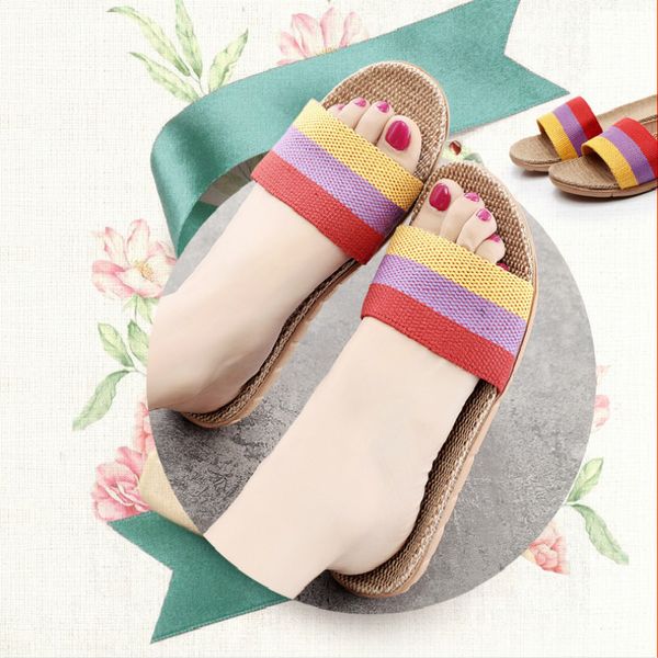 rainbow slippers summer mixed colors linen home slippers ladies beach slip family thick bottom indoor sandals outdoor, Black
rainbow slippers summer mixed colors linen home slippers ladies beach slip family thick bottom indoor sandals outdoor, Black