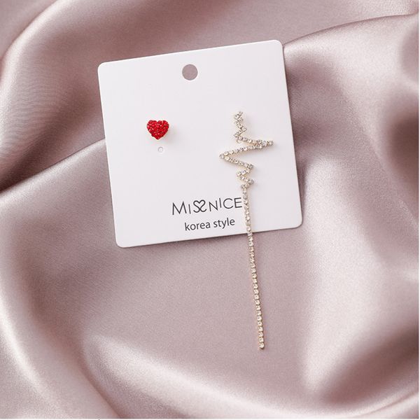 new korean charm tassel crystal love heart earrings for women fashion asymmetric drop earring jewelry, Silver
new korean charm tassel crystal love heart earrings for women fashion asymmetric drop earring jewelry, Silver