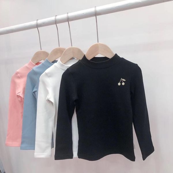 autumn girls long sleeve cotton embroidery cherry pattern solid pink blue white black color baby girls turtleneck t200225
autumn girls long sleeve cotton embroidery cherry pattern solid pink blue white black color baby girls turtleneck t200225