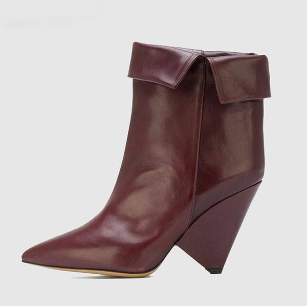 slip on pointed toe spiked high heel ankle boots fashion design fold short botas mujer pure color women boots, Black
slip on pointed toe spiked high heel ankle boots fashion design fold short botas mujer pure color women boots, Black