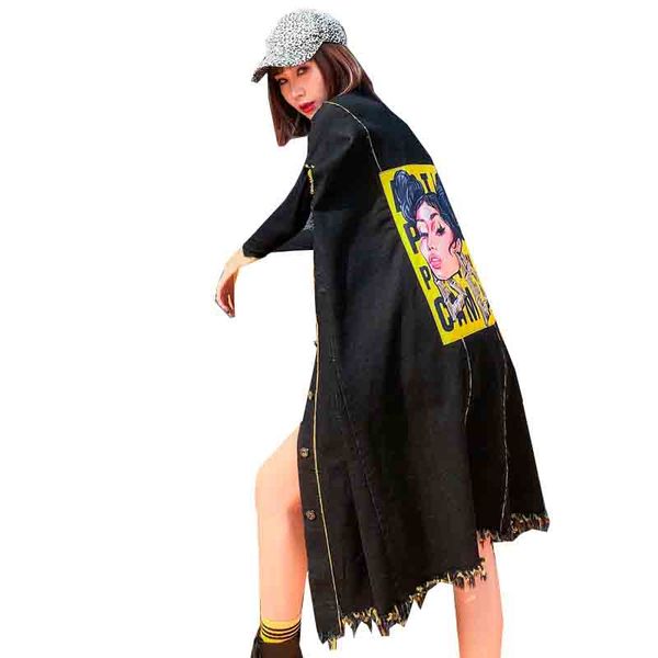 qing mo black women denim coat 2020 women holes trench coat female cartoon printed single breasted outwear zqy3003, Tan;black
qing mo black women denim coat 2020 women holes trench coat female cartoon printed single breasted outwear zqy3003, Tan;black